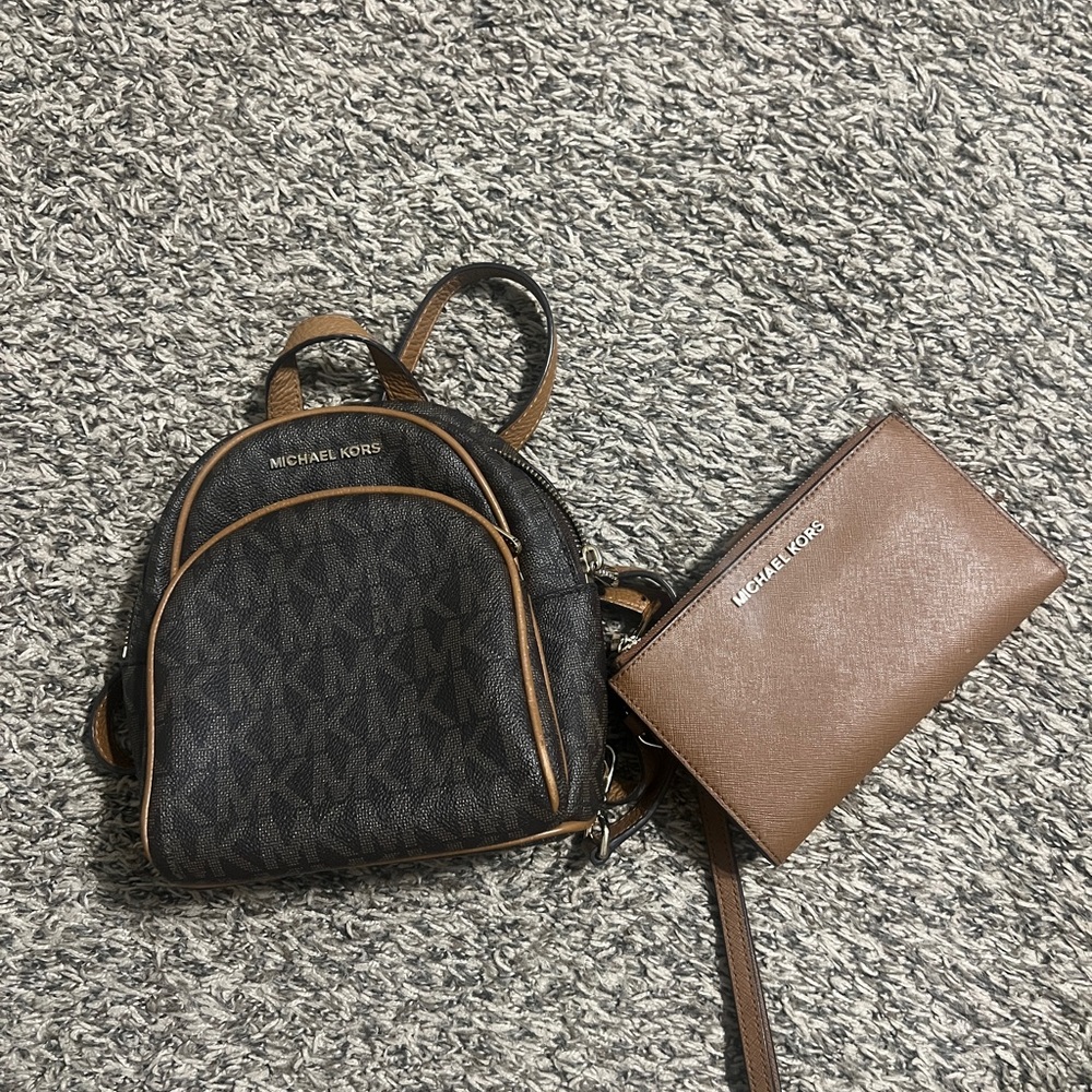 Michael Kors Mini Backpack and Matching Wallet Set